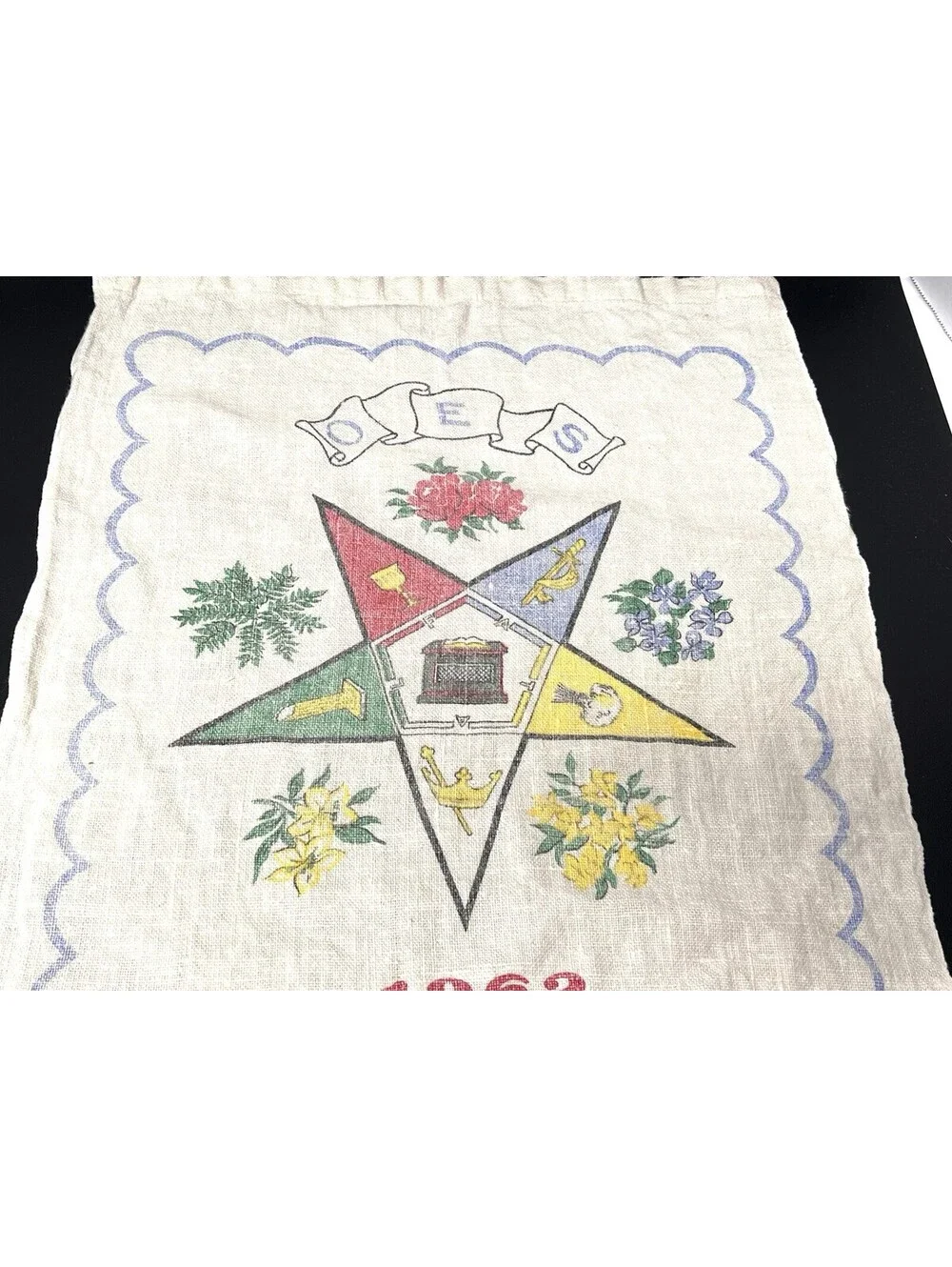 1962 Eastern Star OES Calendar Tea Towel Linen Hand Kitchen Steven’s Linens